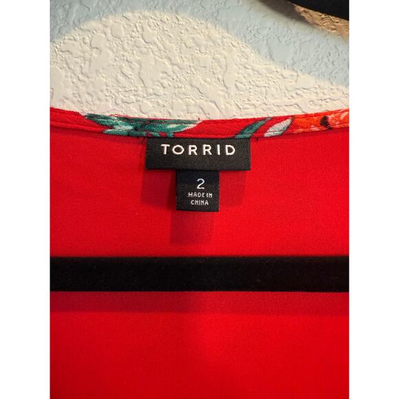 Torrid Mini Gauze Lace-Up Skater Dress Red Size 2 - Picture 4 of 9